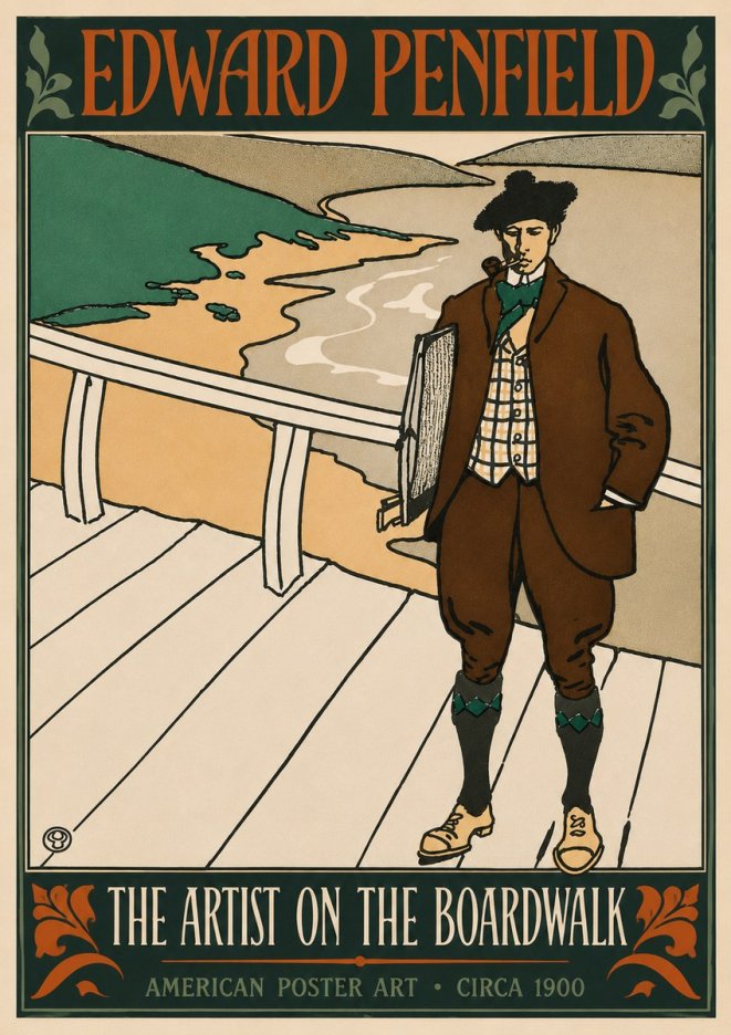 Edward Penfield The Artist on the Boardwalk No4 - Affiche