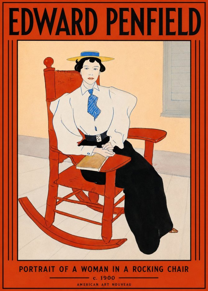 Edward Penfield Portrait of a Woman in a Rocking Chair No2 - Affiche
