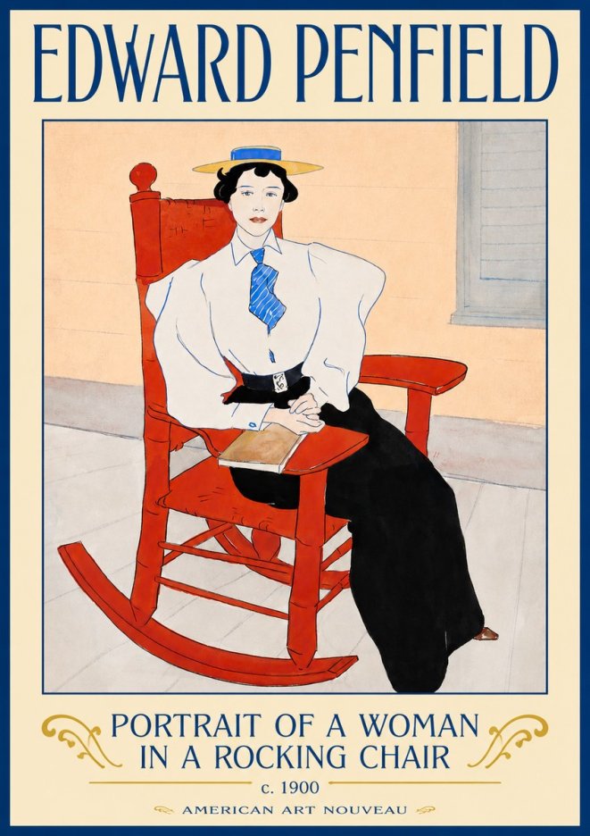 Edward Penfield Portrait of a Woman in a Rocking Chair No3 - Affiche
