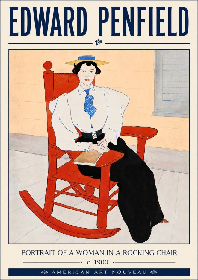 Edward Penfield Portrait of a Woman in a Rocking Chair No4 - Affiche
