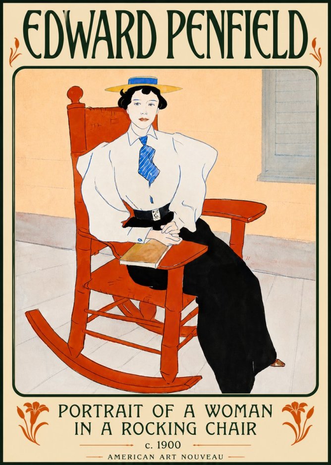 Edward Penfield Portrait of a Woman in a Rocking Chair No5 - Affiche