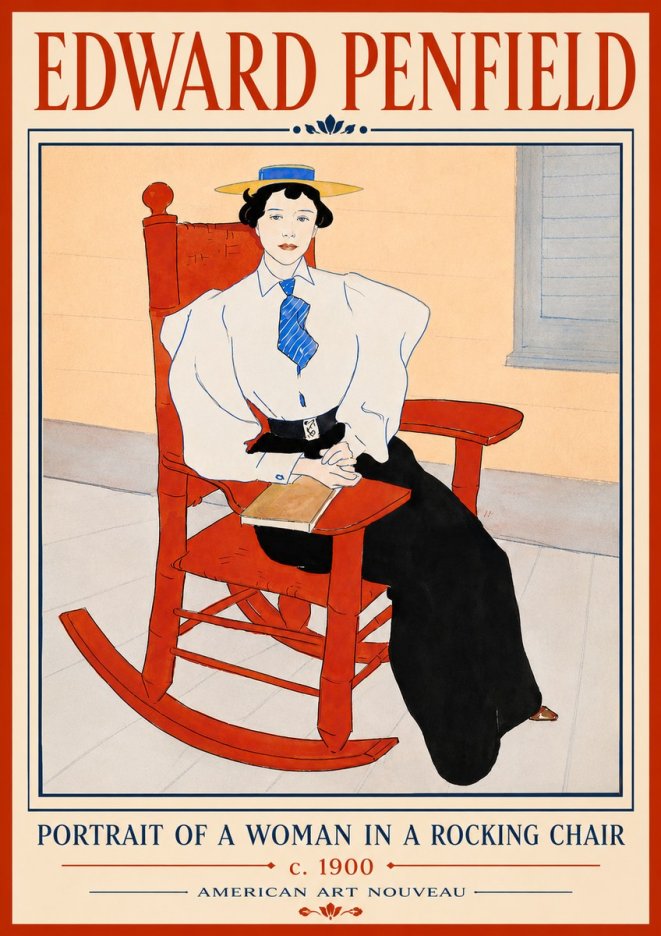 Edward Penfield Portrait of a Woman in a Rocking Chair No6 - Affiche