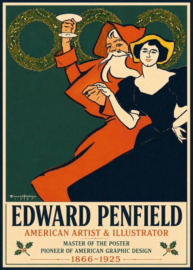 Edward Penfield Christmas. Cheer No5 - Affiche