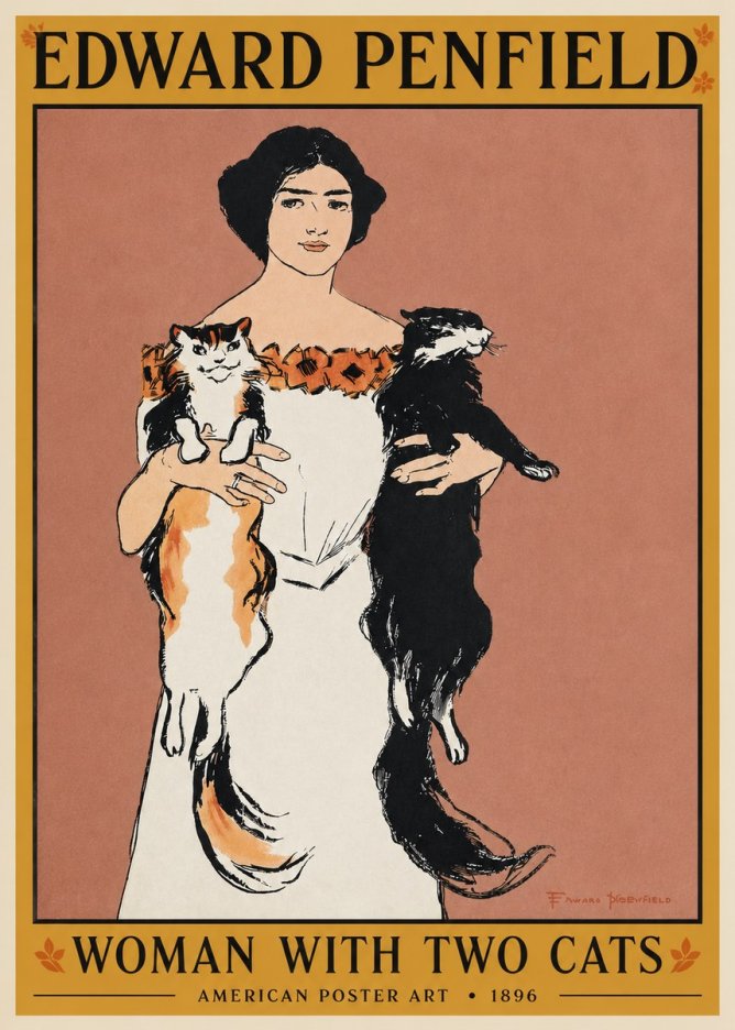 Edward Penfield Woman with Two Cats No3 - Affiche