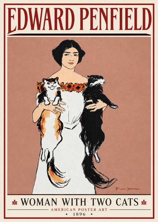 Edward Penfield Woman with Two Cats No4 - Affiche