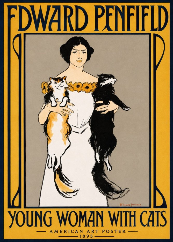 Edward Penfield Young Woman with Cats No2 - Affiche