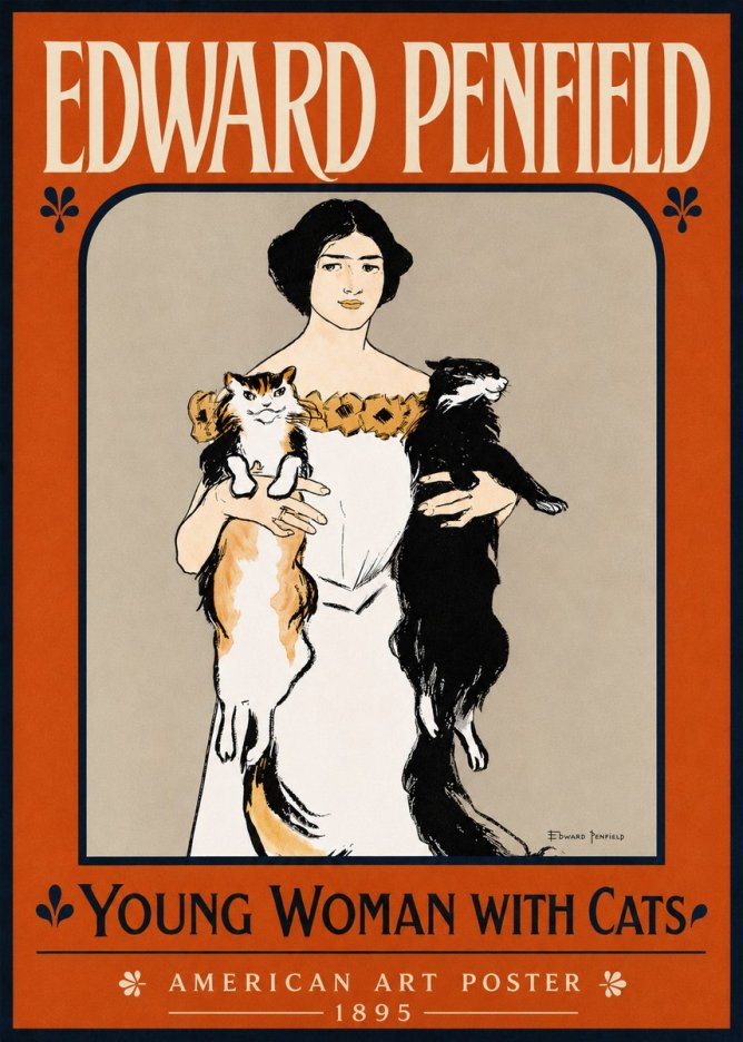 Edward Penfield Young Woman with Cats No5 - Affiche