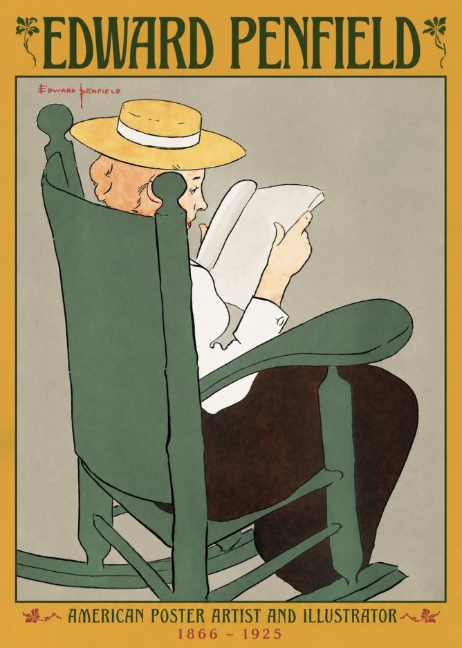Edward Penfield Reading Woman in a Rocking Chair No3 - Affiche