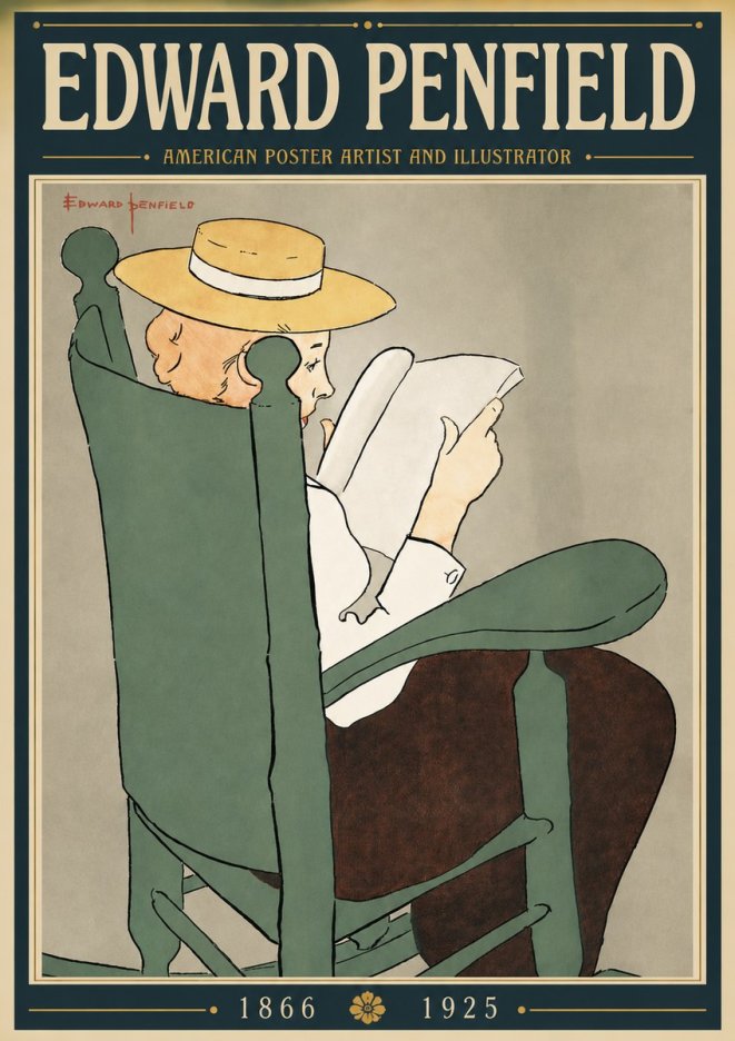 Edward Penfield Reading Woman in a Rocking Chair No4 - Affiche