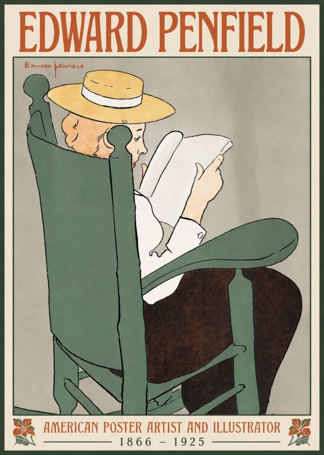 Edward Penfield Reading Woman in a Rocking Chair No5 - Affiche