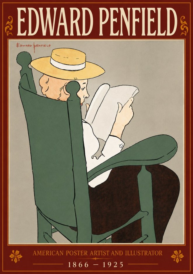Edward Penfield Reading Woman in a Rocking Chair No6 - Affiche