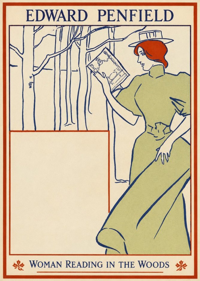 Edward Penfield Woman Reading in the Woods No1 - Affiche