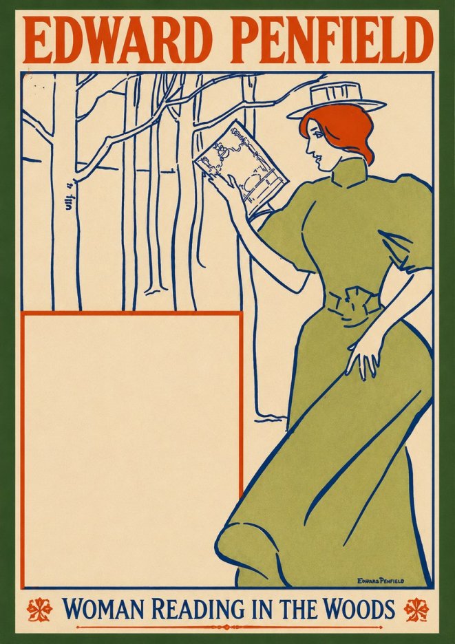 Edward Penfield Woman Reading in the Woods No2 - Affiche