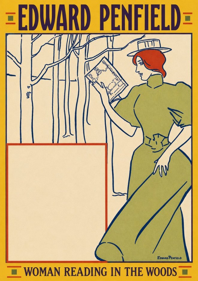 Edward Penfield Woman Reading in the Woods No3 - Affiche