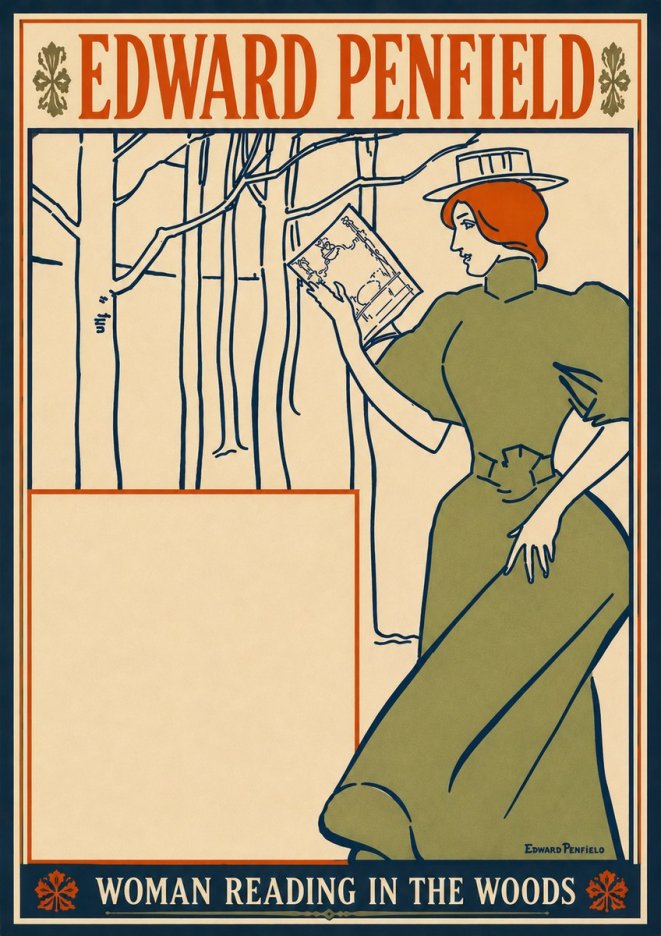Edward Penfield Woman Reading in the Woods No6 - Affiche