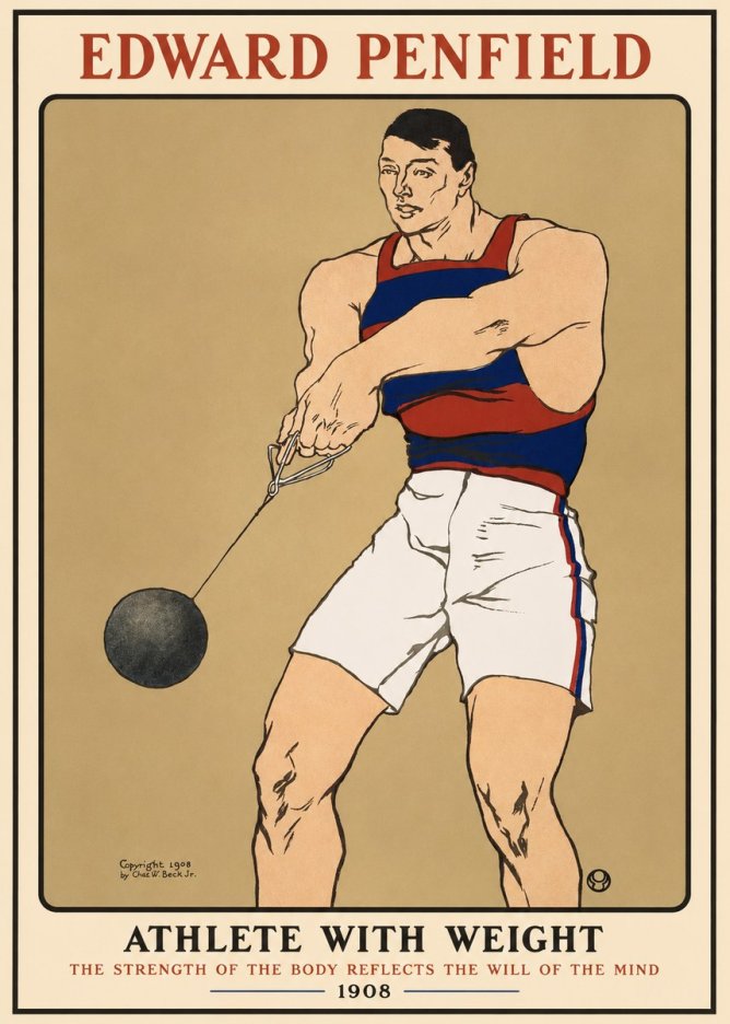 Edward Penfield Athlete with Weight No1 - Affiche