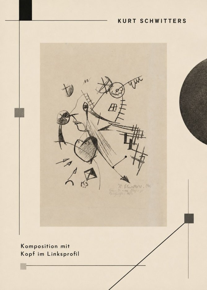 Kurt Schwitters Komposition Mit Kopf Im Linksprofil No2 - Affiche