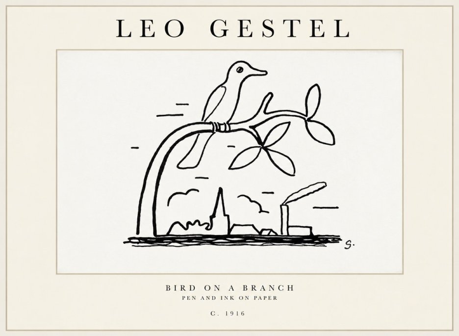 Leo Gestel Bird on a Branch No2 - Affiche