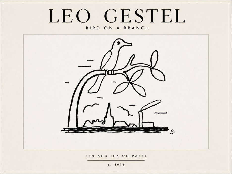 Leo Gestel Bird on a Branch No5 - Affiche