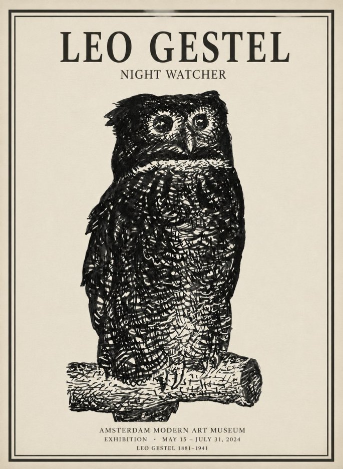 Leo Gestel Night Watcher No1 - Affiche