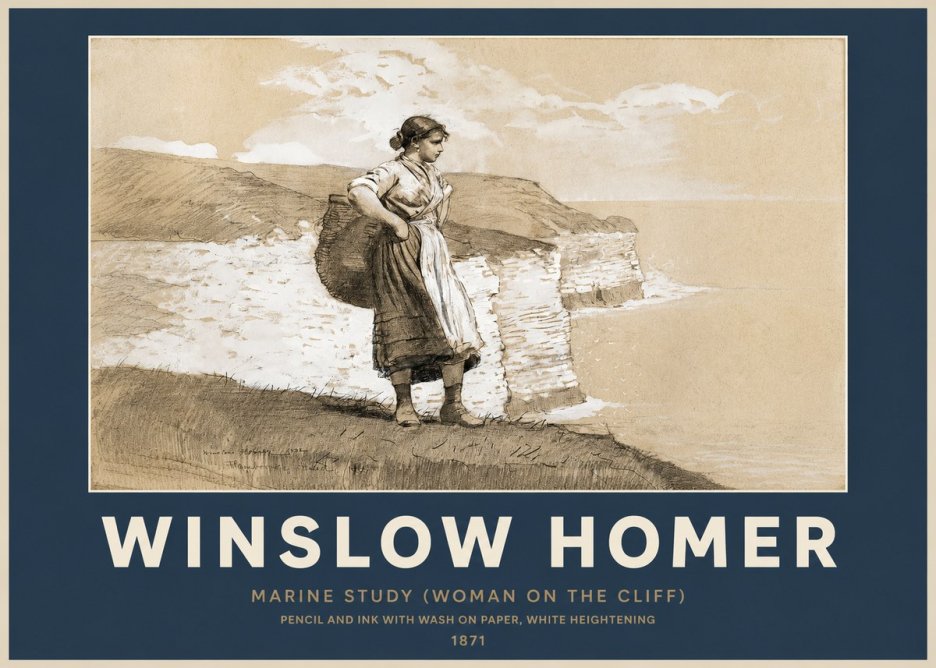 Winslow Homer Marine Study (Woman on the Cliff) No2 - Affiche