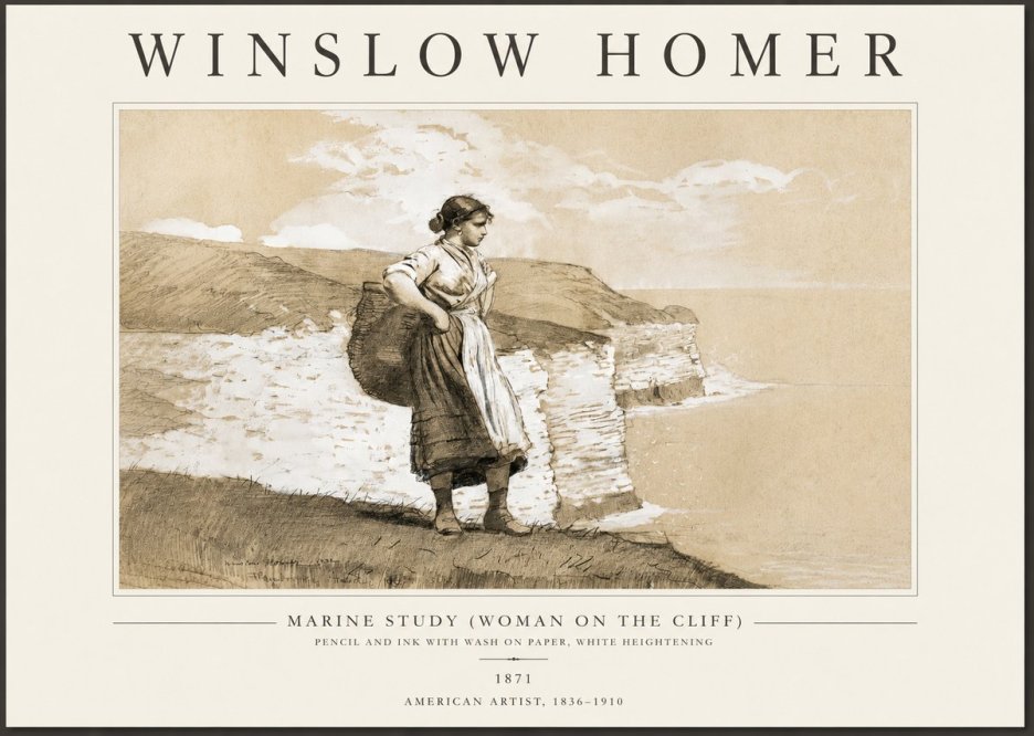 Winslow Homer Marine Study (Woman on the Cliff) No3 - Affiche