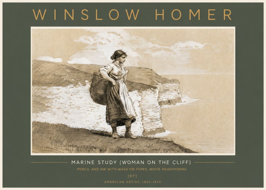 Winslow Homer Marine Study (Woman on the Cliff) No4 - Affiche