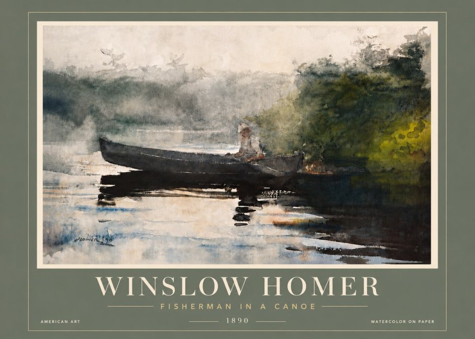 Winslow Homer Fisherman in a Canoe No6 - Affiche