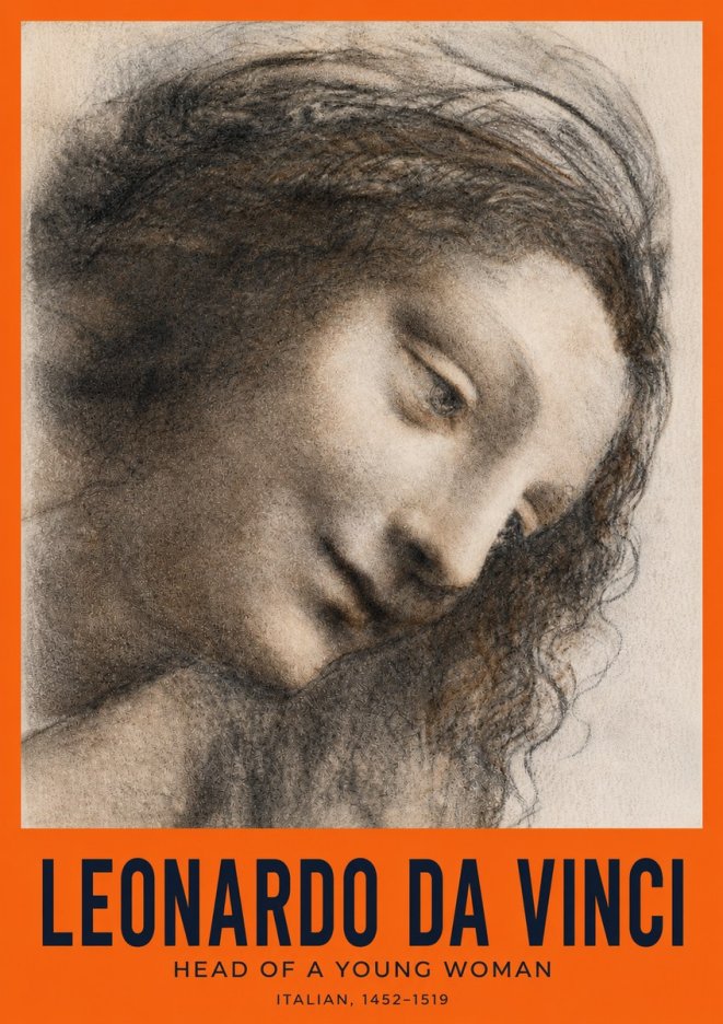 Leonardo da Vinci Head of a Young Woman I No2 - Affiche