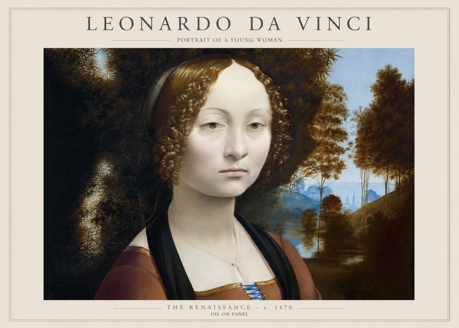 Leonardo da Vinci Portrait of a Young Woman I No1 - Affiche