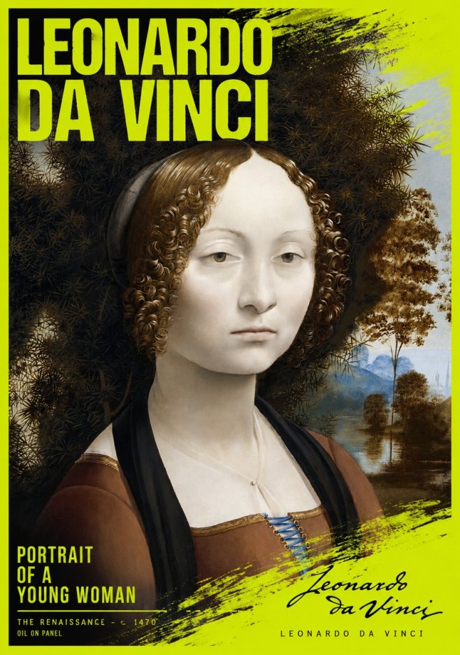 Leonardo da Vinci Portrait of a Young Woman I No2 - Affiche
