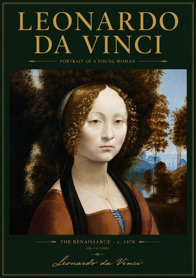 Leonardo da Vinci Portrait of a Young Woman I No5 - Affiche