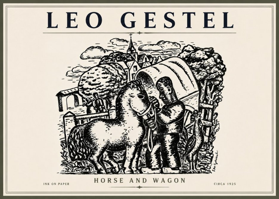 Leo Gestel Horse and Wagon No3 - Affiche