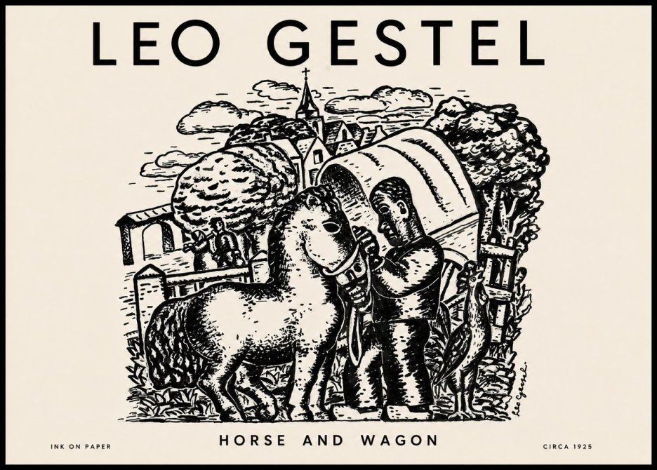 Leo Gestel Horse and Wagon No4 - Affiche