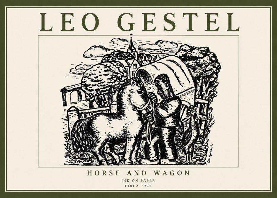 Leo Gestel Horse and Wagon No5 - Affiche