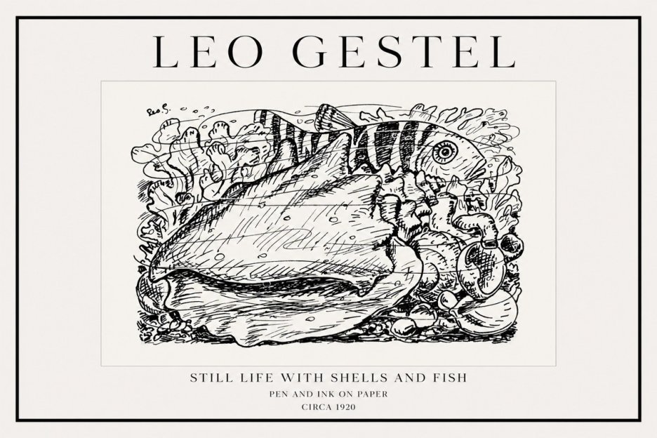 Leo Gestel Still Life with Shells and Fish No1 - Affiche
