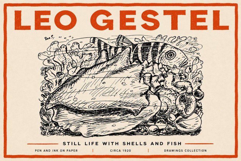 Leo Gestel Still Life with Shells and Fish No4 - Affiche