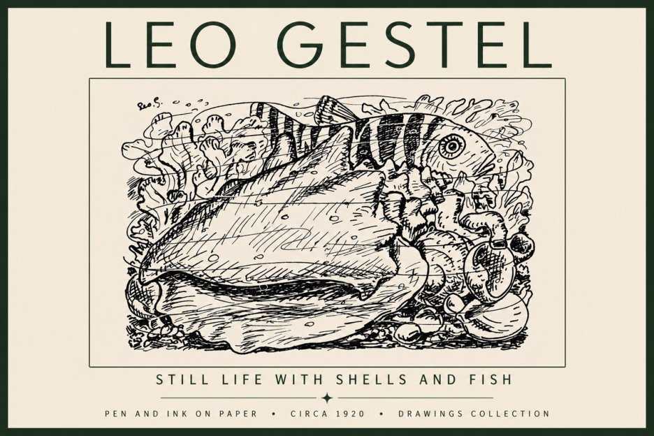 Leo Gestel Still Life with Shells and Fish No5 - Affiche