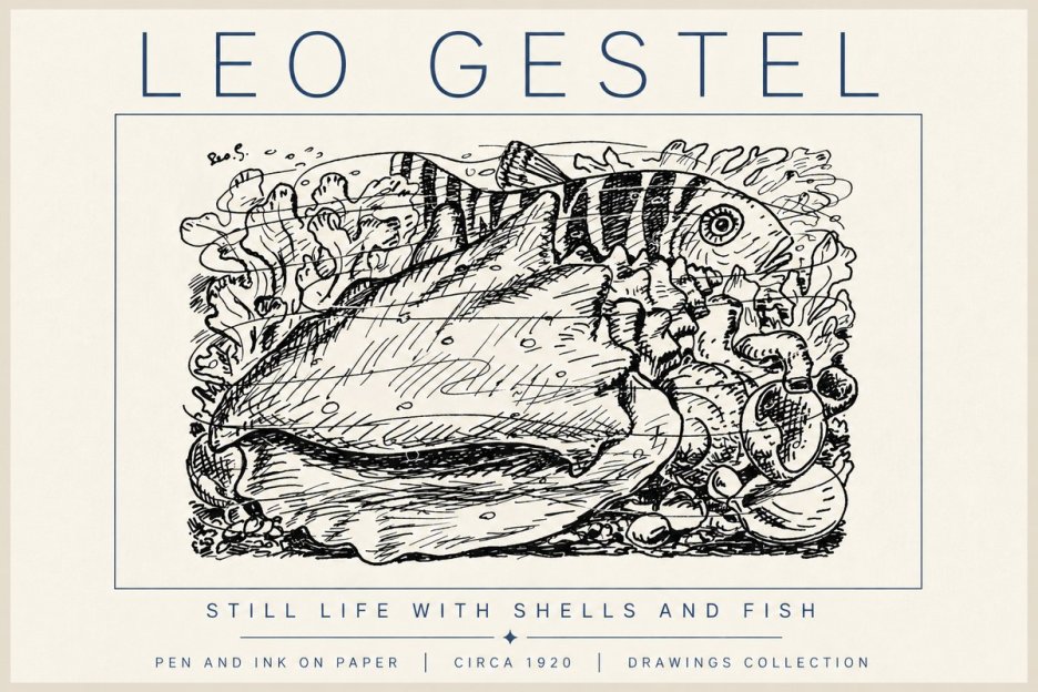 Leo Gestel Still Life with Shells and Fish No6 - Affiche