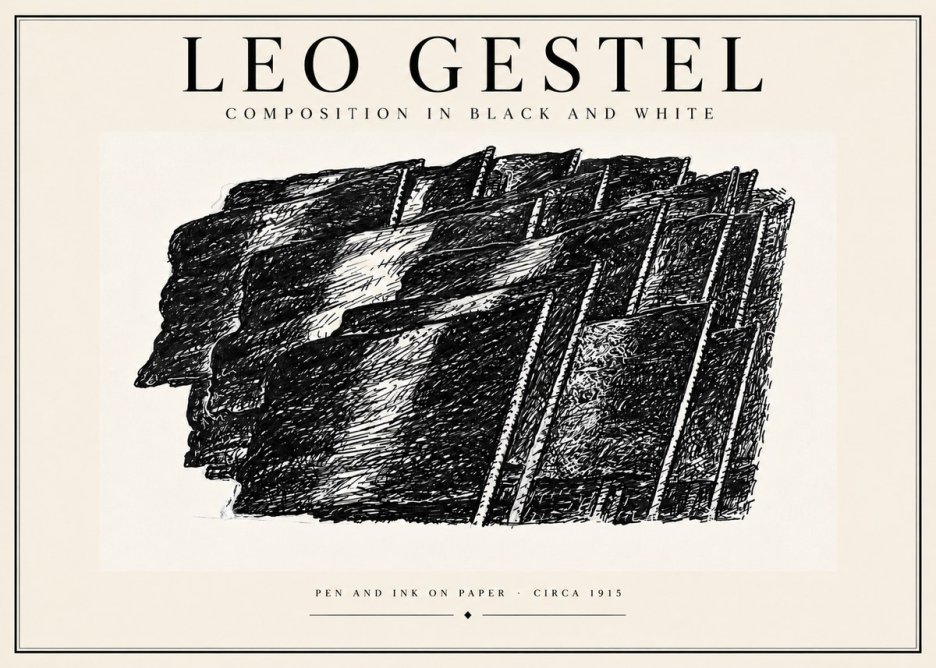 Leo Gestel Composition in Black and White No4 - Affiche
