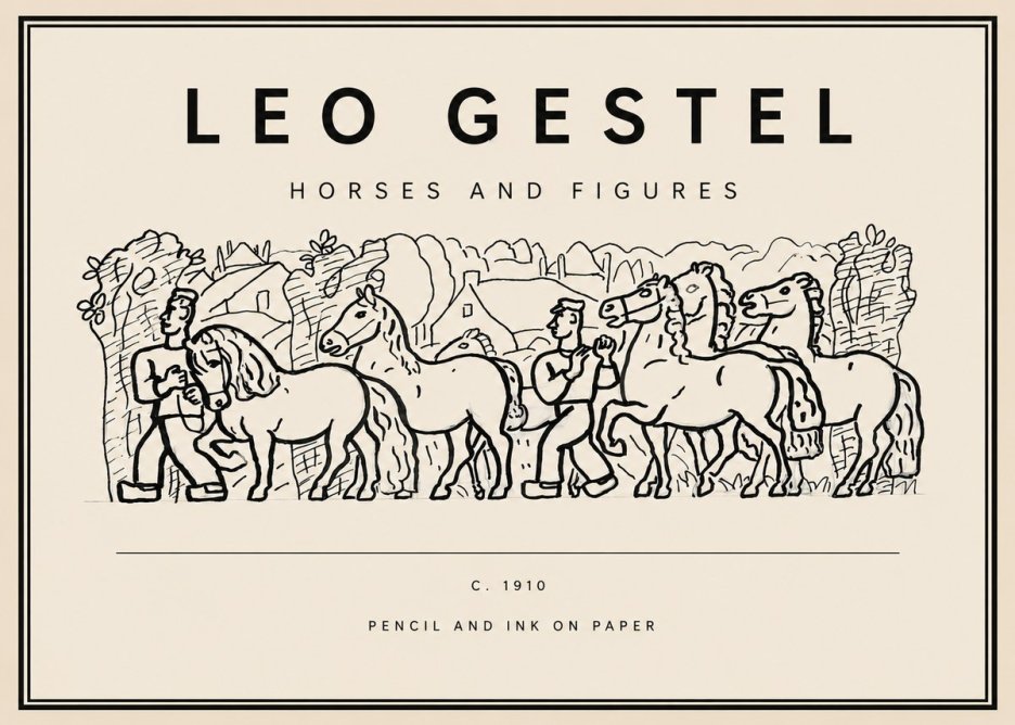 Leo Gestel Horses and Figures No3 - Affiche