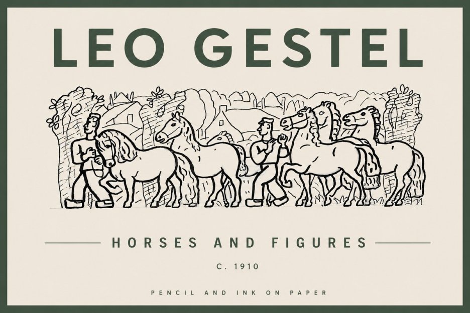 Leo Gestel Horses and Figures No4 - Affiche