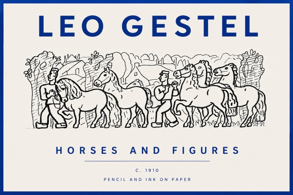 Leo Gestel Horses and Figures No5 - Affiche