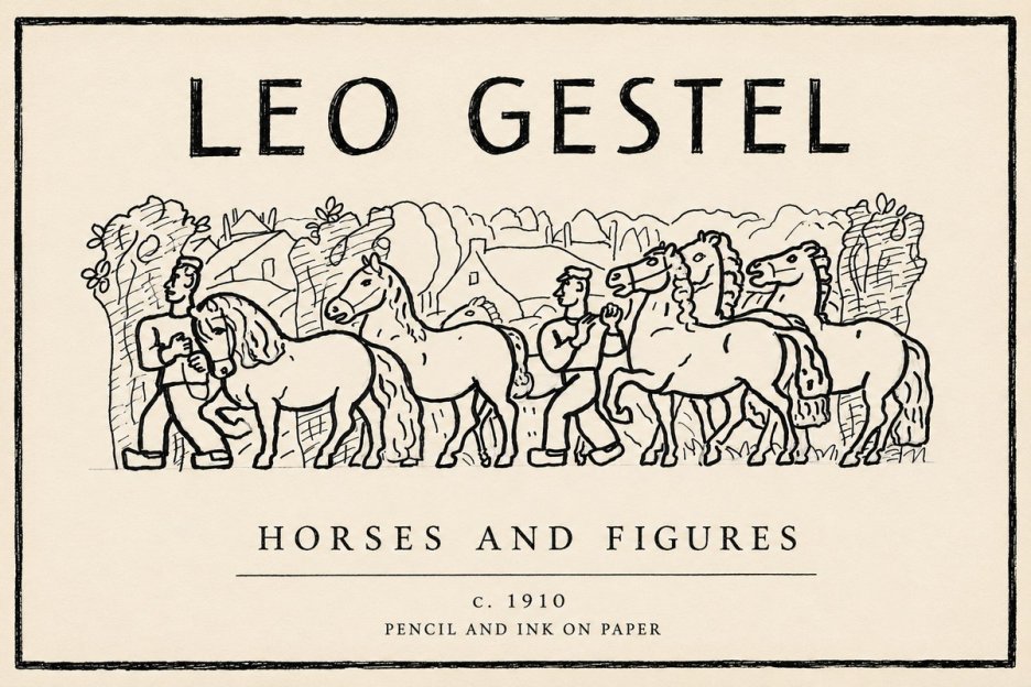 Leo Gestel Horses and Figures No6 - Affiche