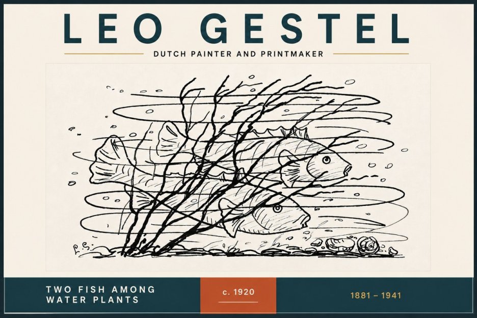 Leo Gestel Two Fish Among Water Plants No4 - Affiche