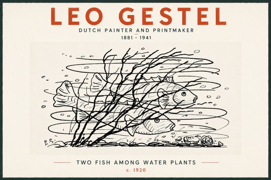 Leo Gestel Two Fish Among Water Plants No5 - Affiche