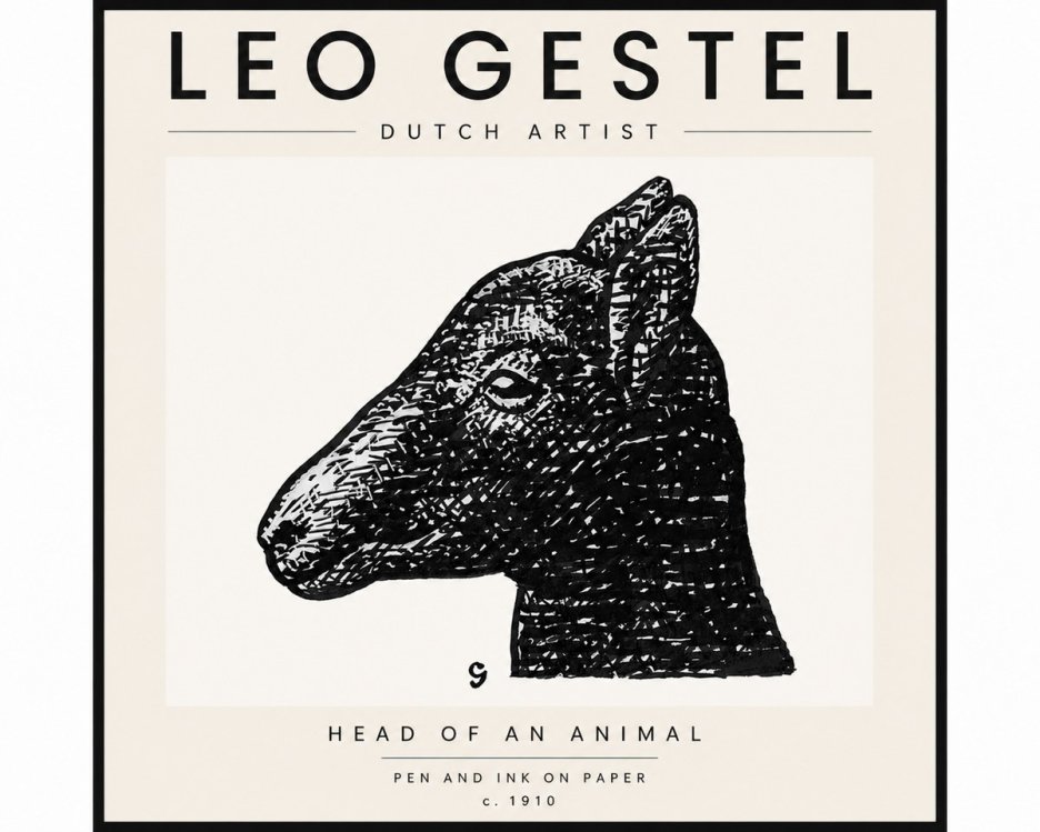 Leo Gestel Head of an Animal No4 - Affiche