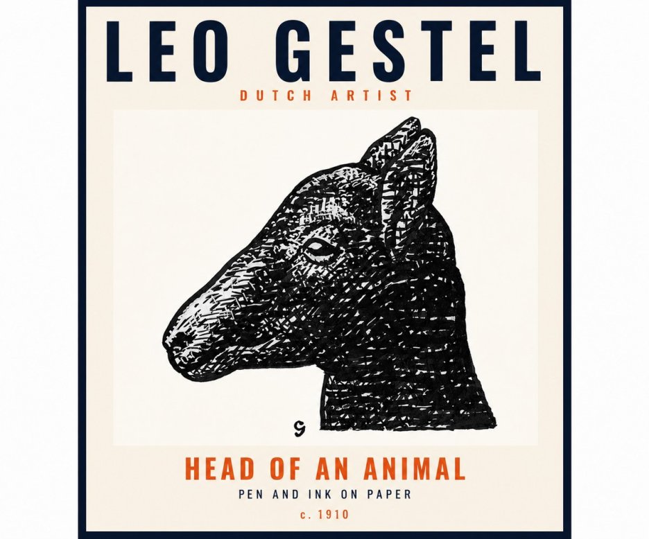 Leo Gestel Head of an Animal No5 - Affiche