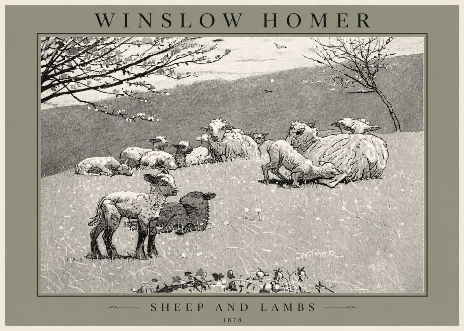 Winslow Homer Sheep and Lambs No2 - Affiche