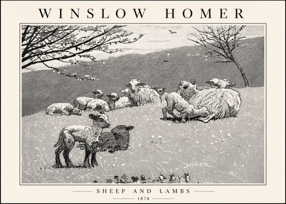 Winslow Homer Sheep and Lambs No4 - Affiche